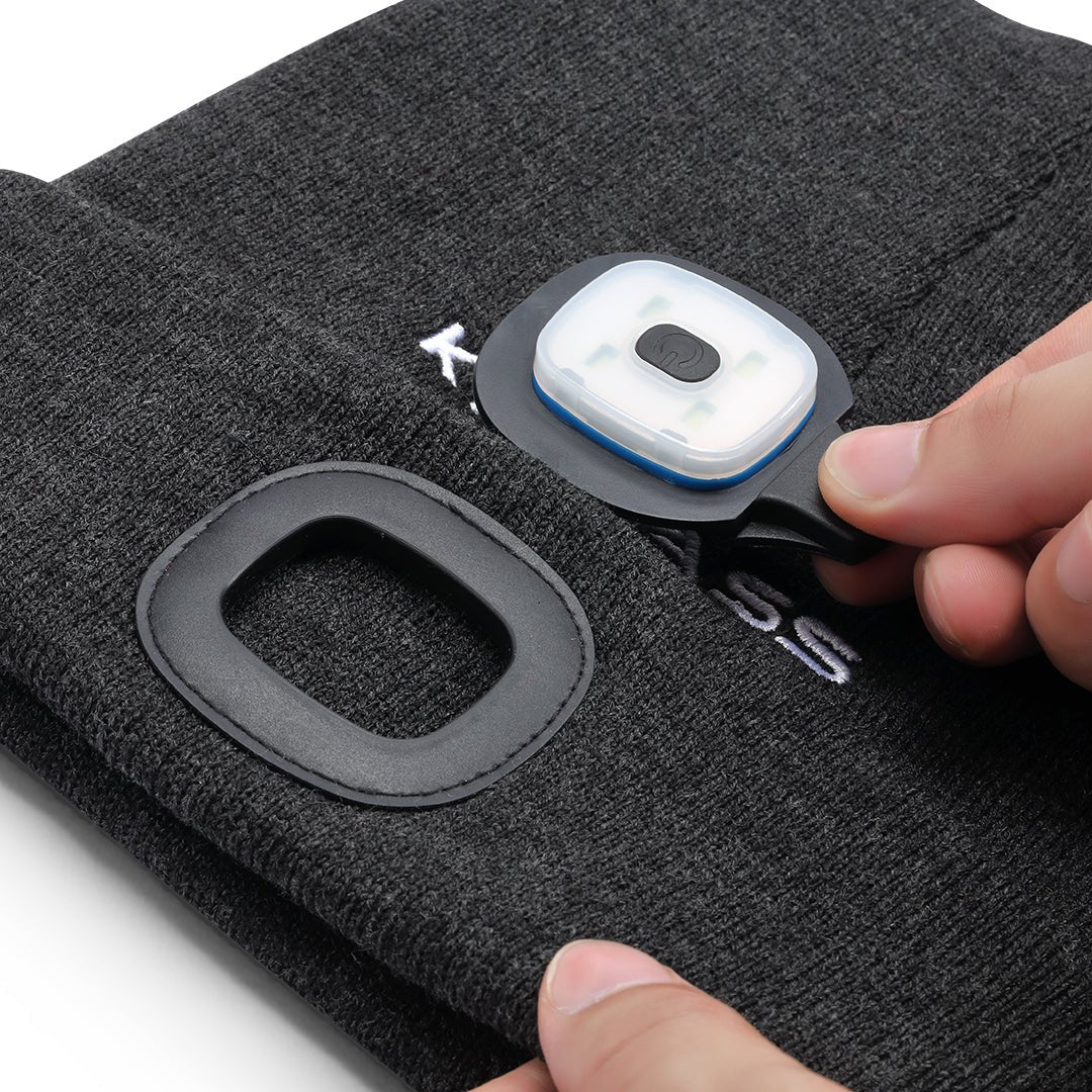 KickAss Beanie with Rechargeable LED Light - Grey - Image 3