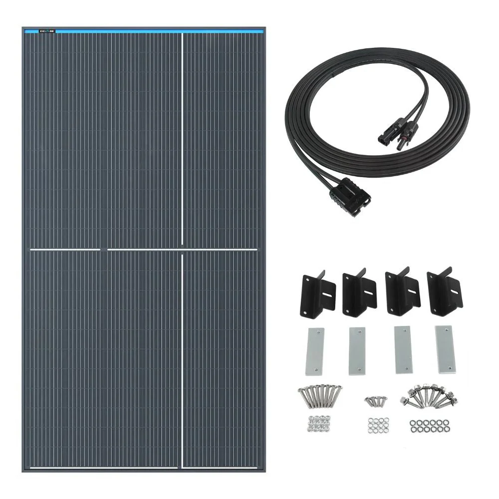 KickAss 350W Fixed Glass Solar Panel Bundle with Mounting Kit & Extension Cable - 5m