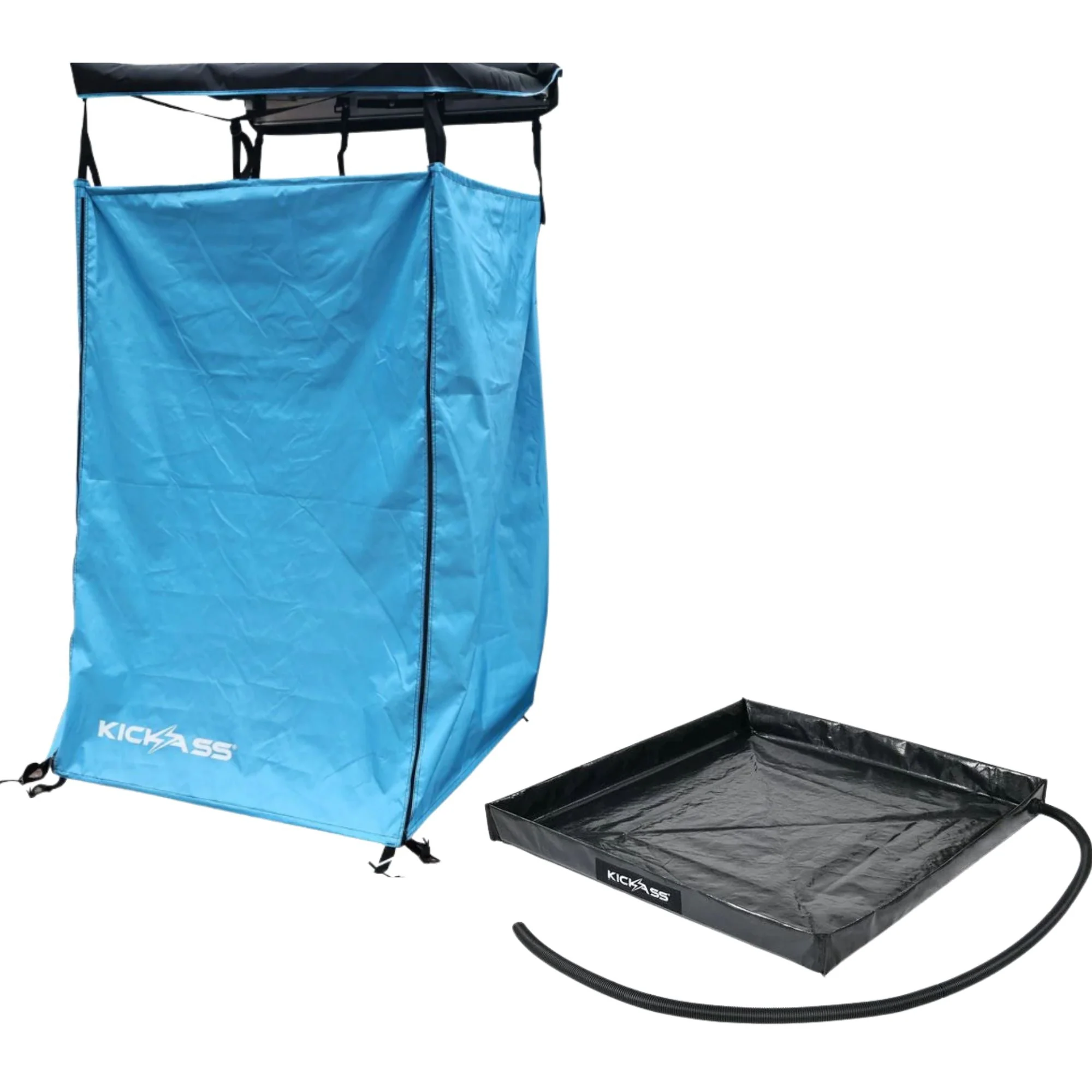 KickAss Shower Awning with Roof + Base Bundle - Blue