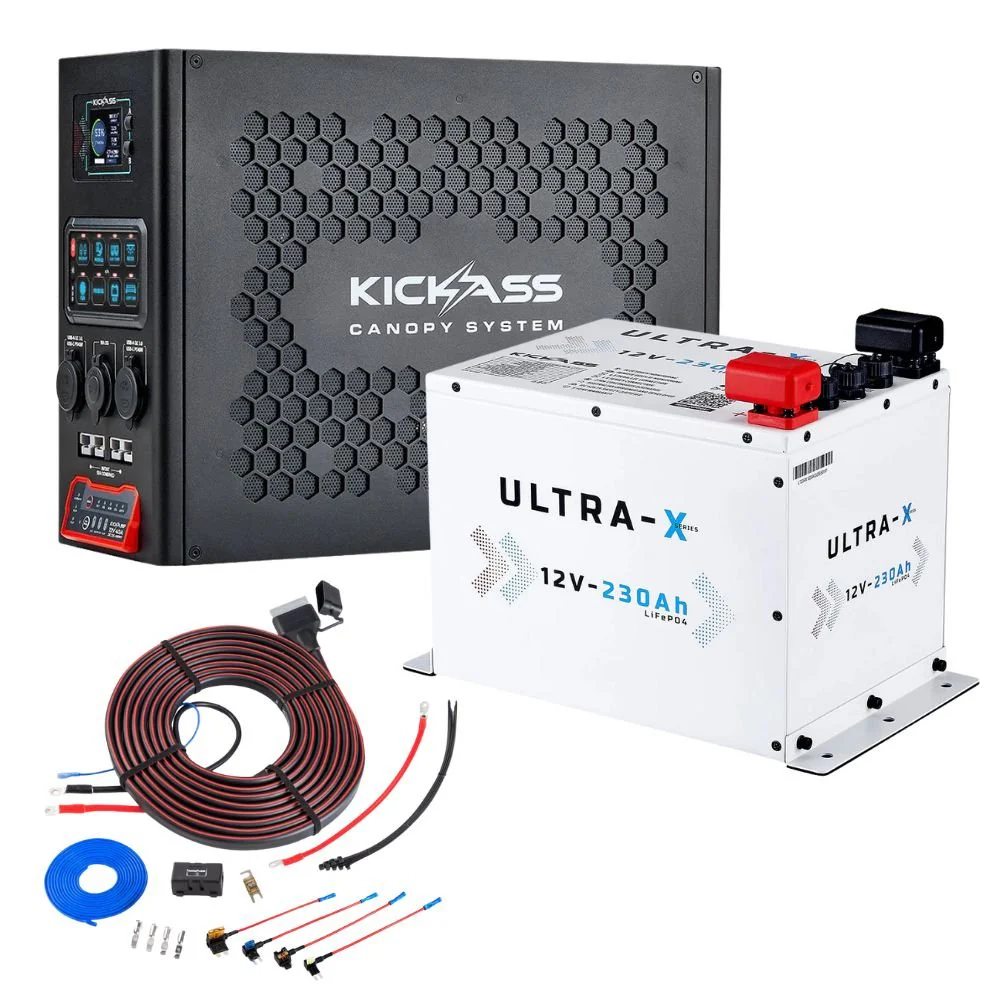 KickAss Canopy Power System with Arctic White Ultra X 230Ah Battery and Wiring Kit