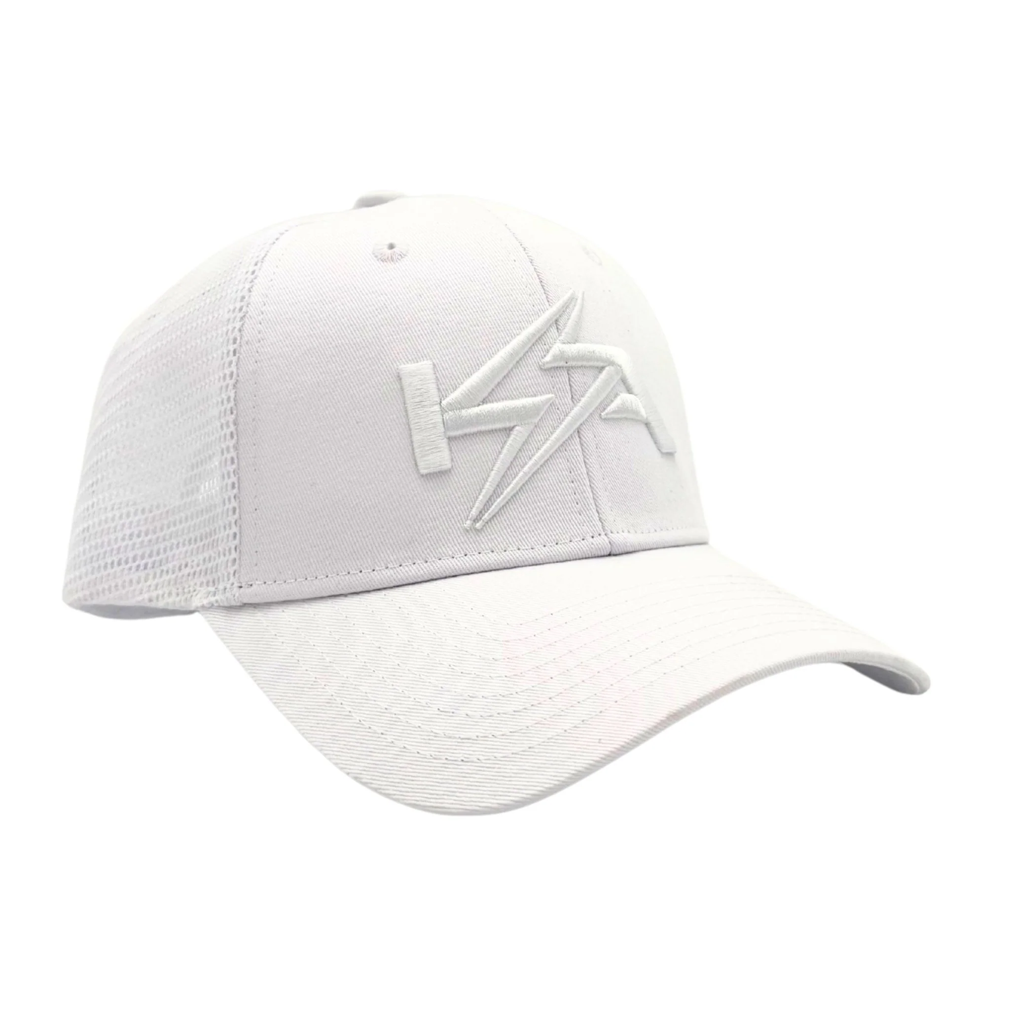 KickAss Snapback Trucker Cap - All White with White KA logo